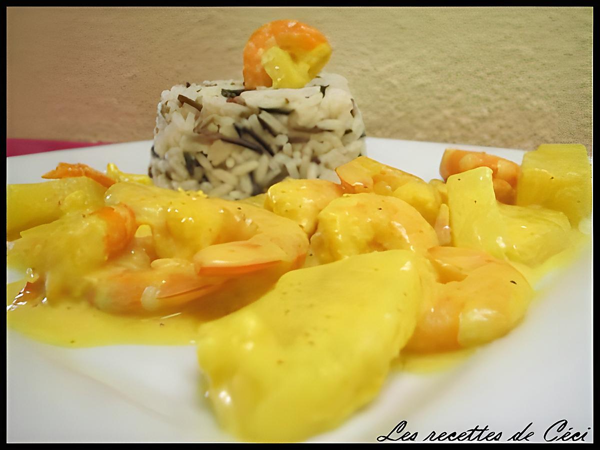 recette Crevettes à l'ananas sauce curry