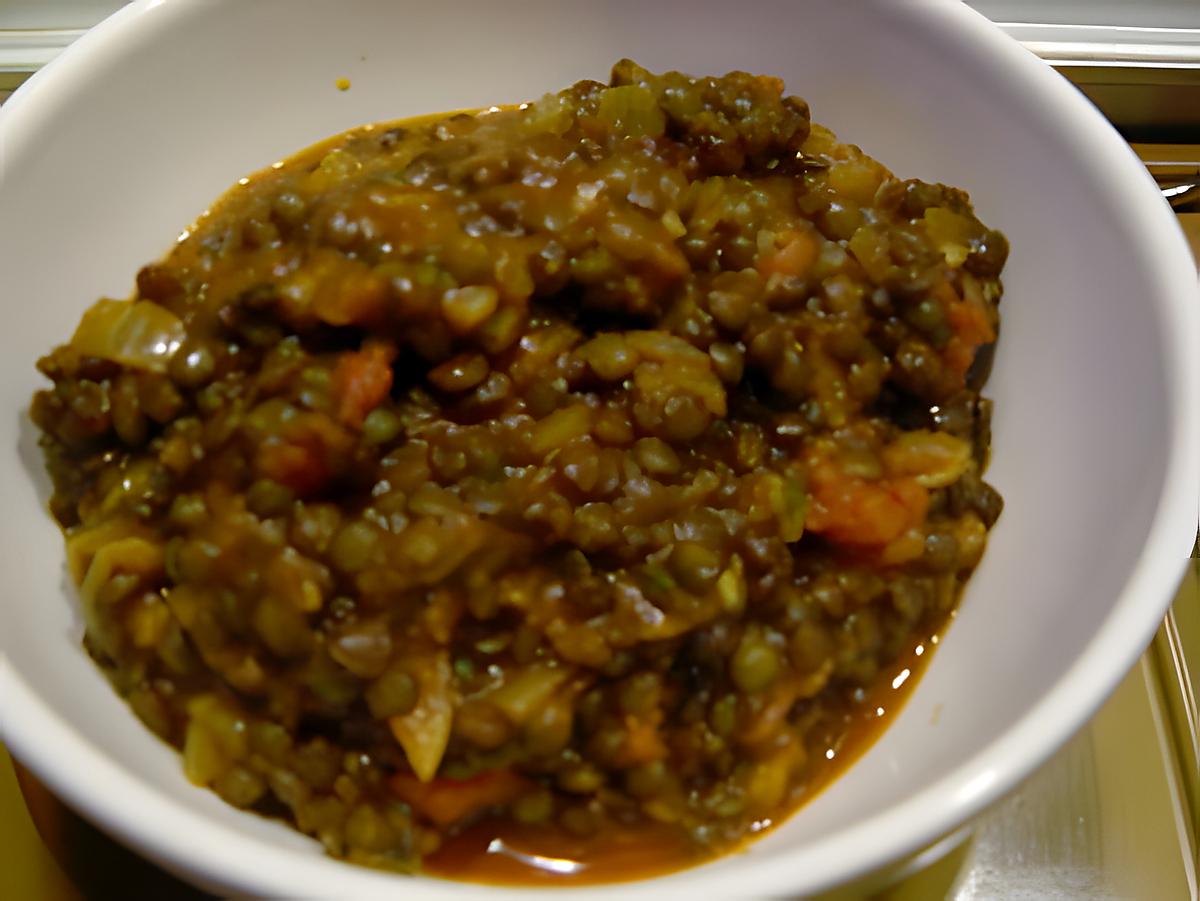 recette Lentilles tomates curry (prépa 30 mns)