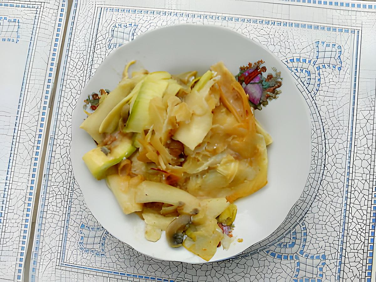 recette Lasagnes de pâte et de courgettes à la viande hâchée et aux 2 sauces