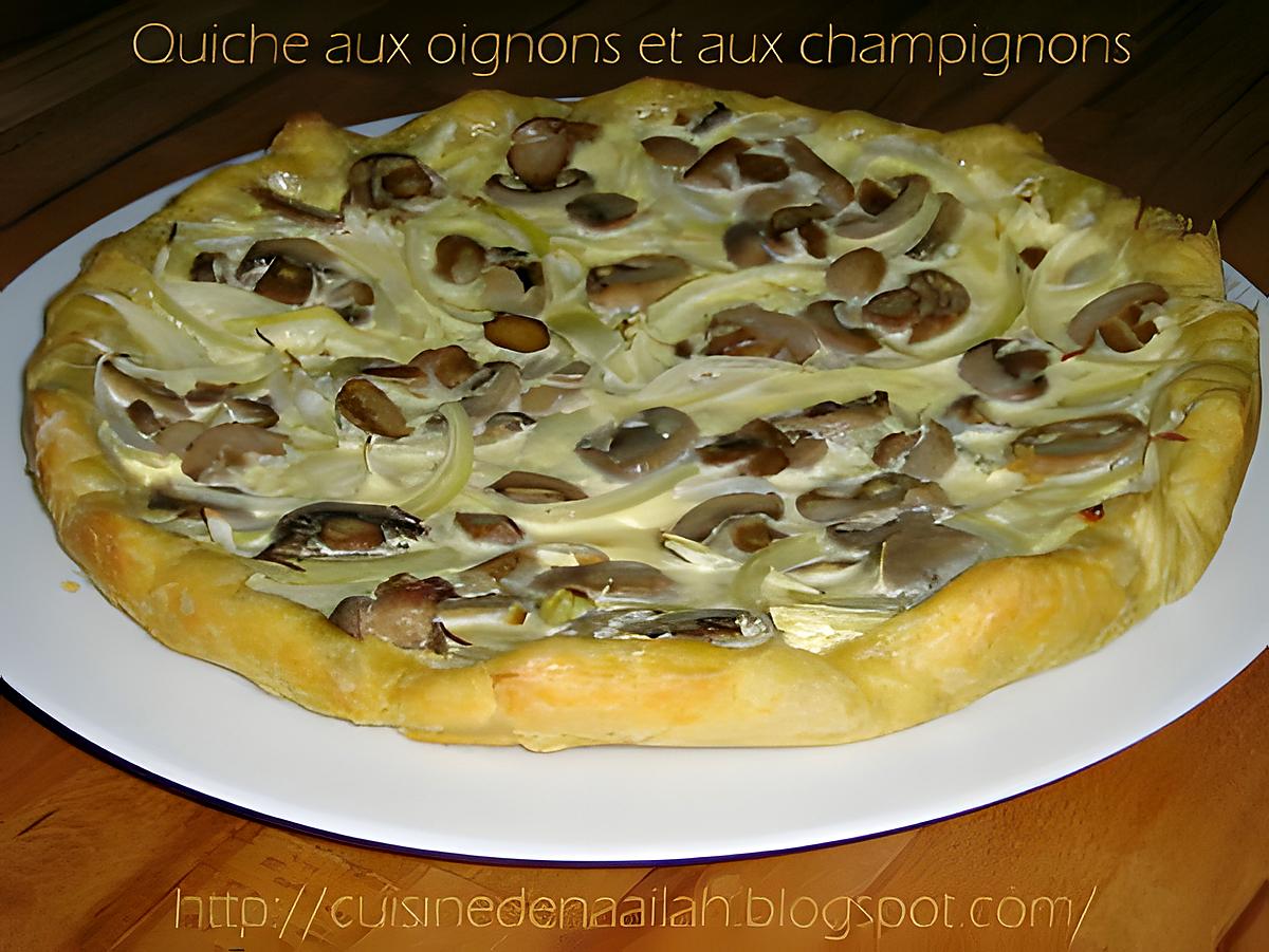 recette Quiche aux oignons et aux champignons