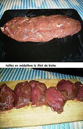 recette Filet de biche ( médaillons)  à la crème de cèpes