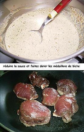recette Filet de biche ( médaillons)  à la crème de cèpes