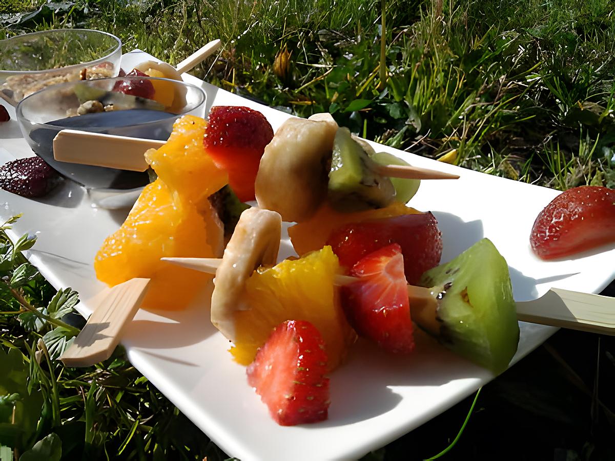 recette Brochettes de fruits & fondu au nutella