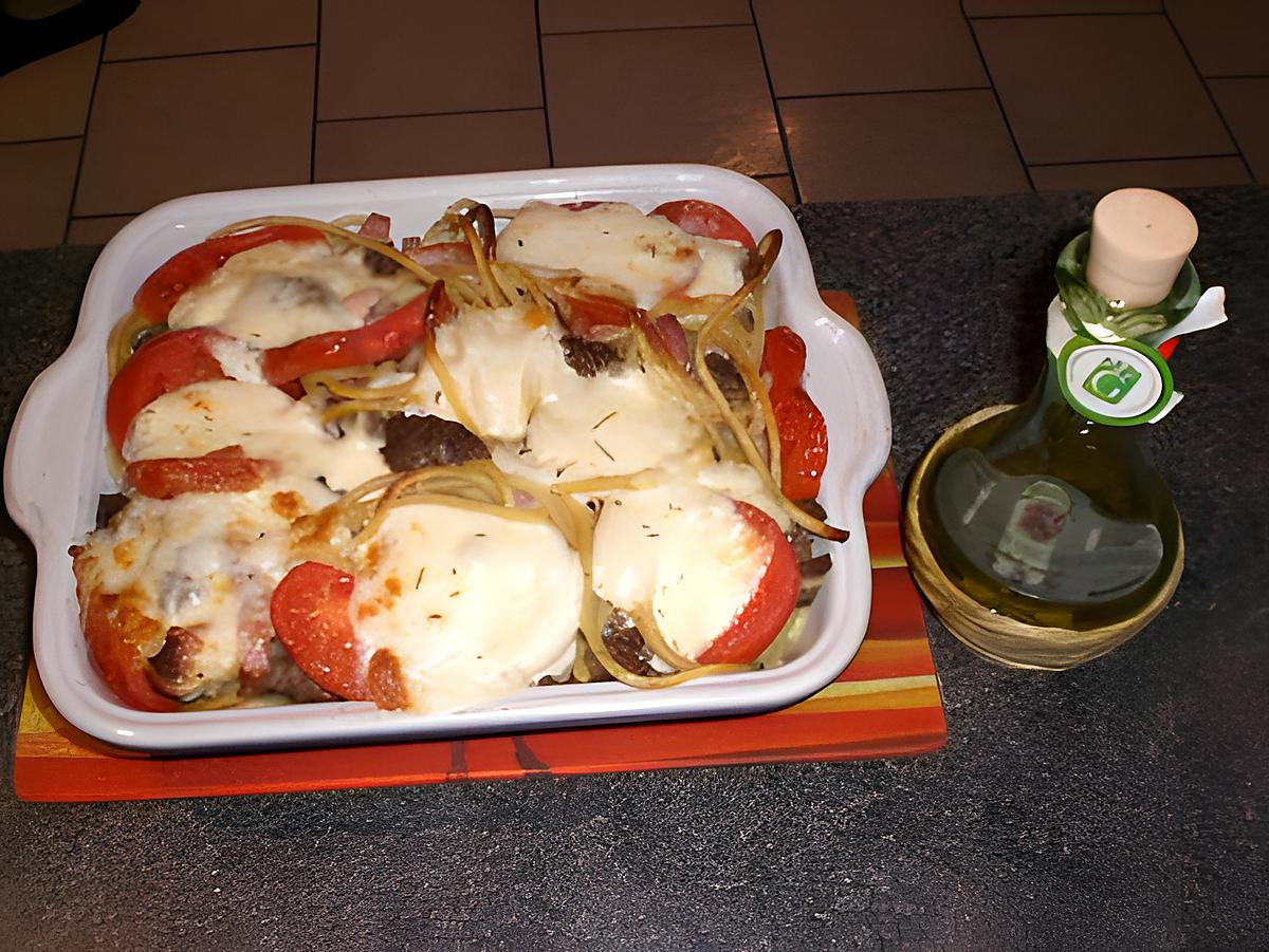 recette Spaguetti gratinés mozzarella