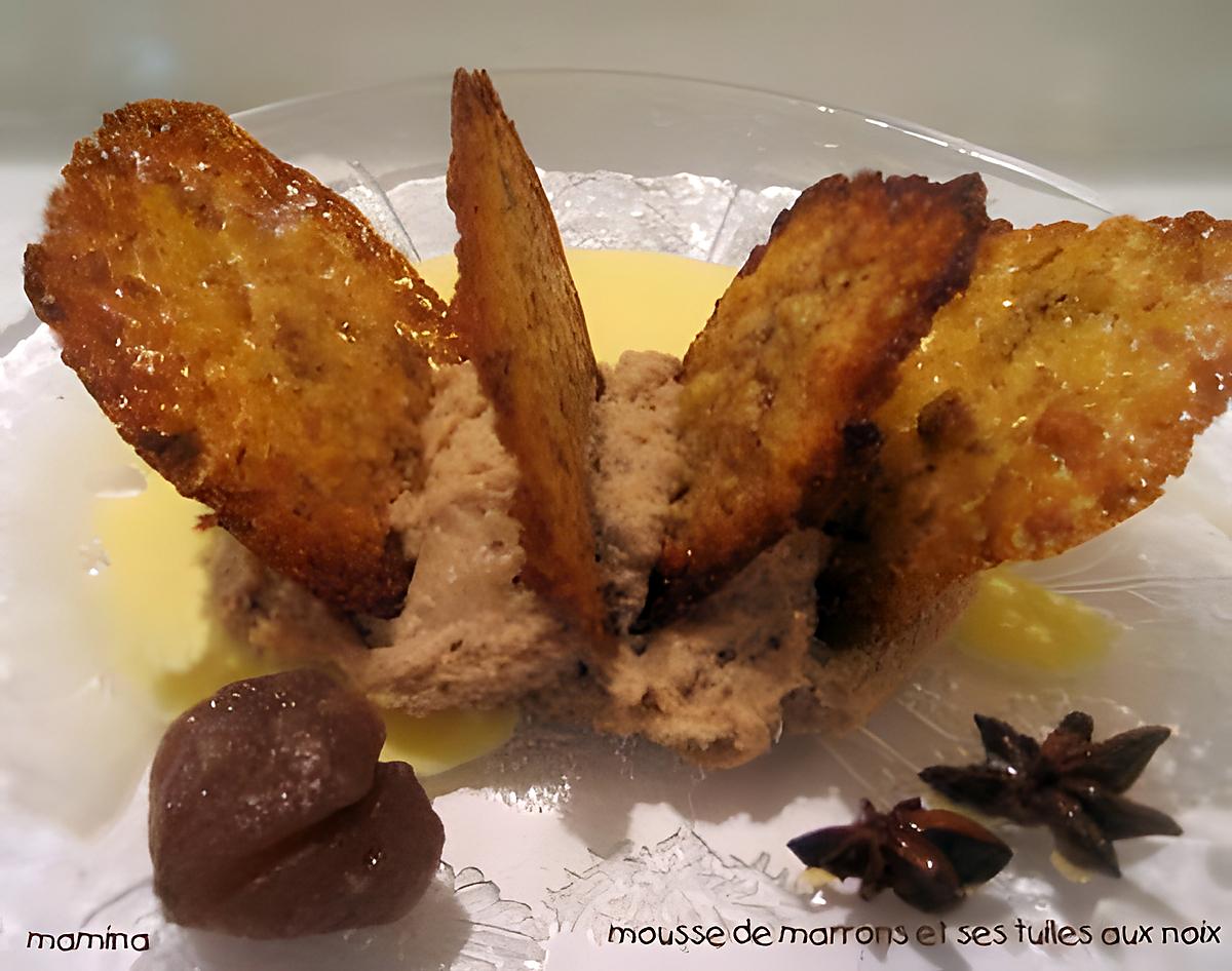 recette MOUSSE DE MARRONS ET SES TUILES AUX NOIX