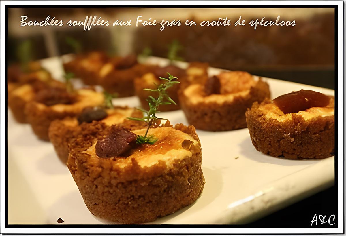 recette ** Pour les fêtes: mini Bouchées soufflées au foie gras en crôute de spéculoos et figue confite au vin et miel**