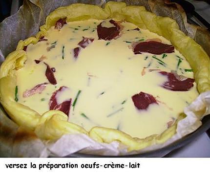 recette Tarte aux asperges sauvages et au magret de canard séché