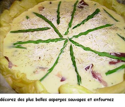 recette Tarte aux asperges sauvages et au magret de canard séché