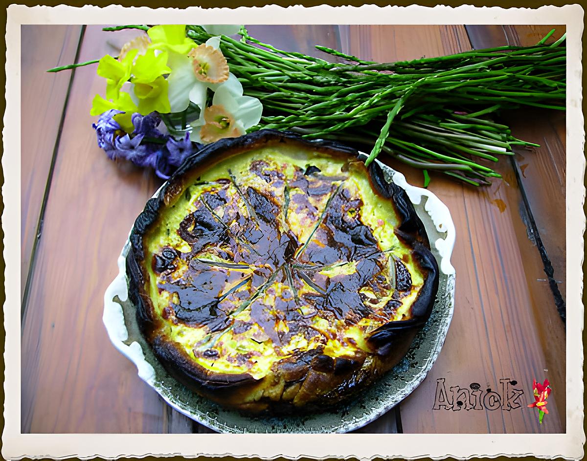 recette Tarte aux asperges sauvages et au magret de canard séché