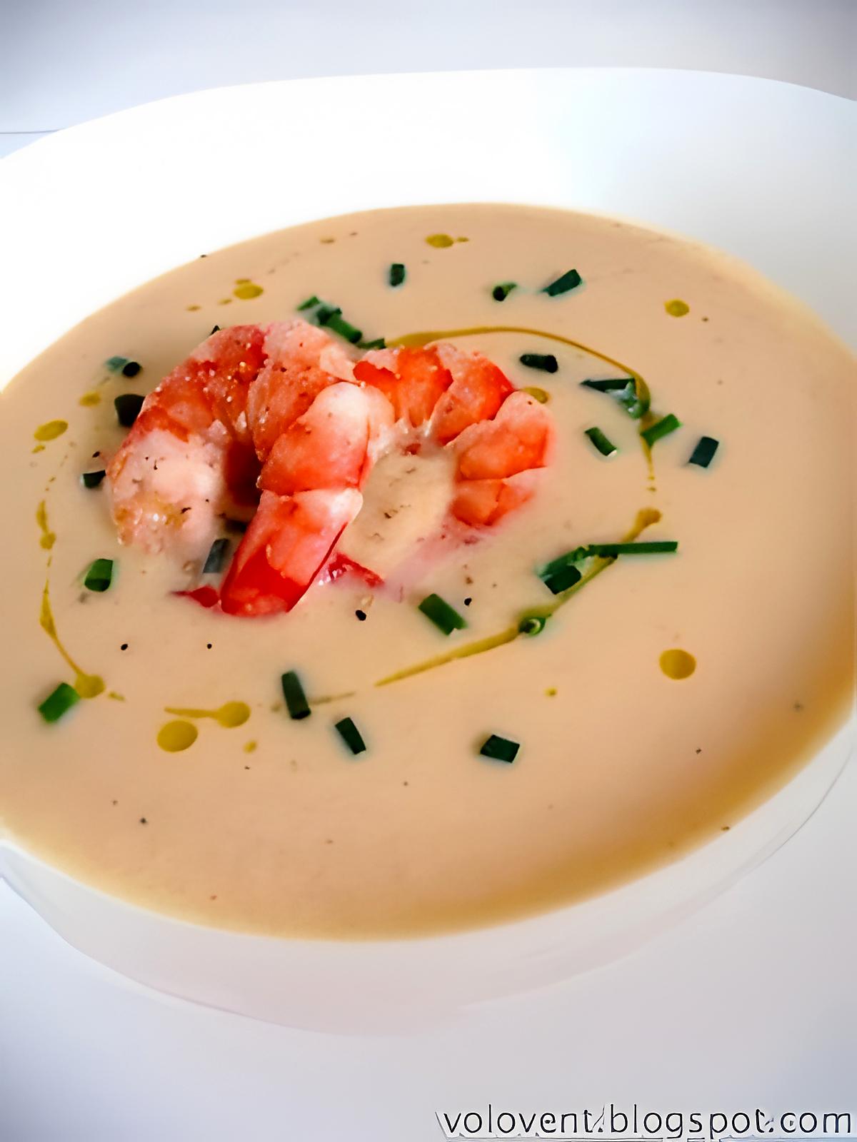 recette Soupe de pois chiches et sa garniture de crevettes