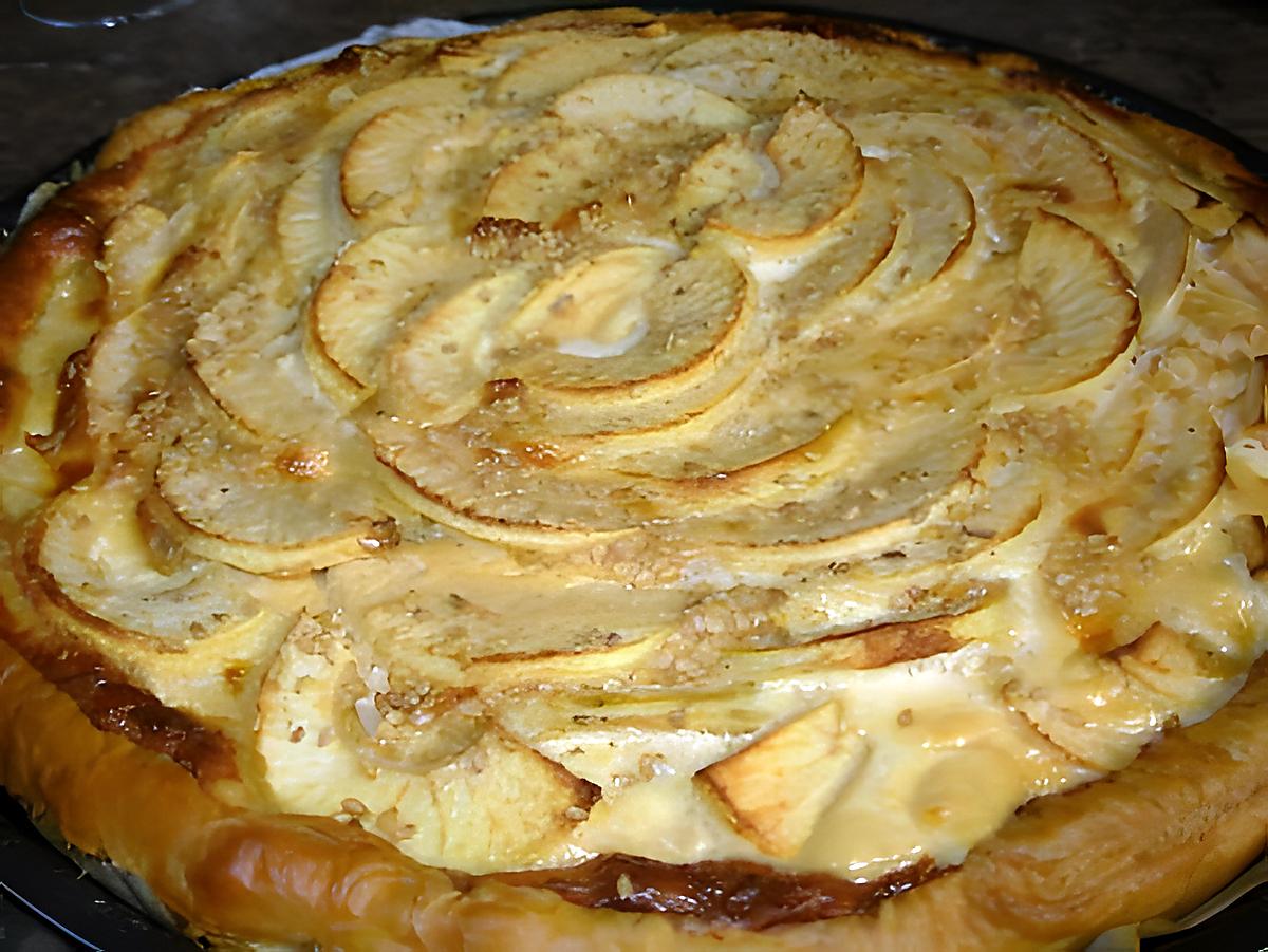 recette Tarte crémeuse aux pommes et sésame.
