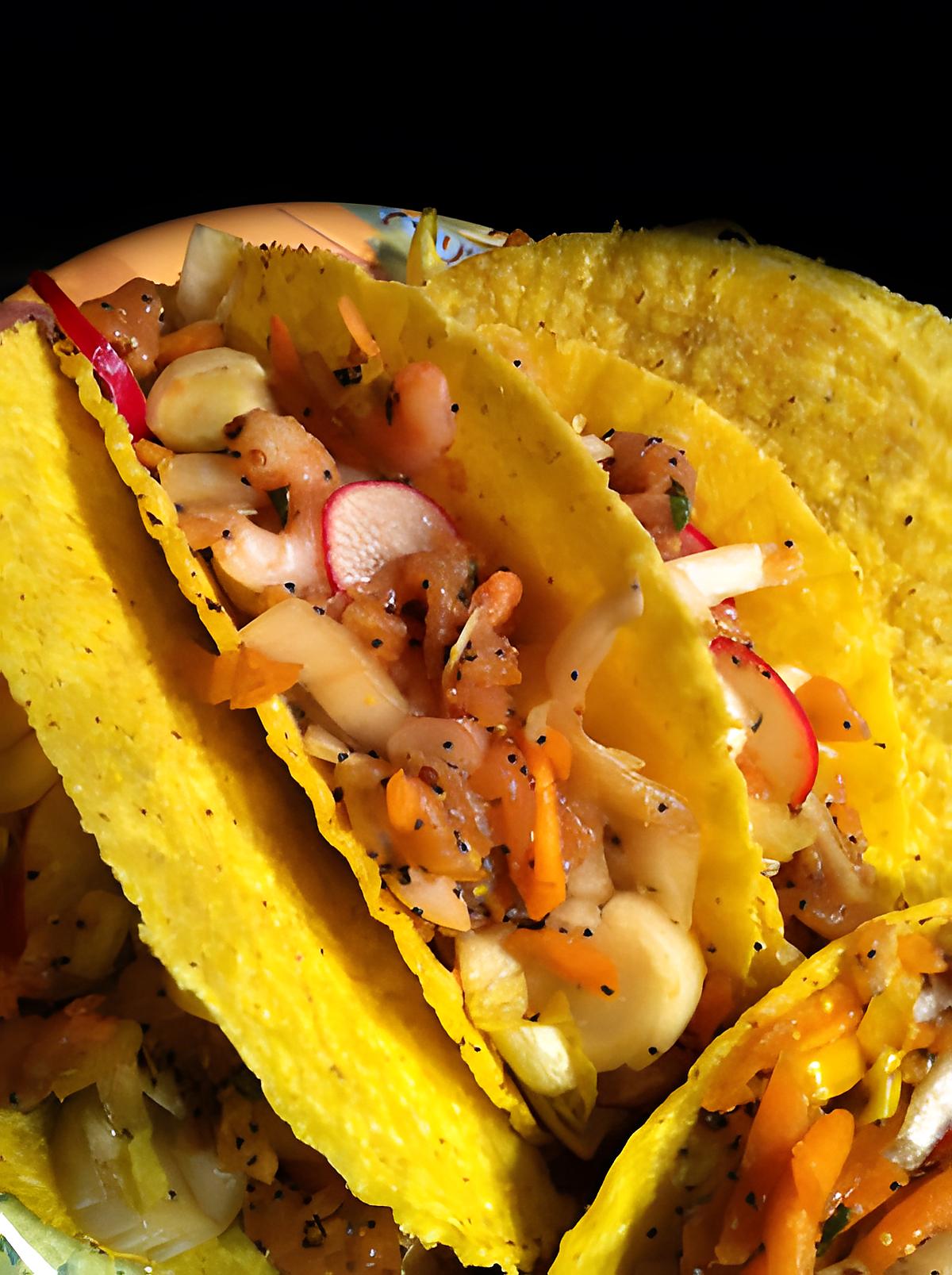 recette Les Cancun Tacos: saumon, crevettes et crudités !