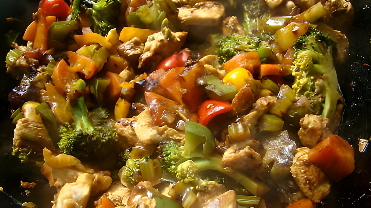 recette Sauté de poulet et légumes à l'aigre-doux