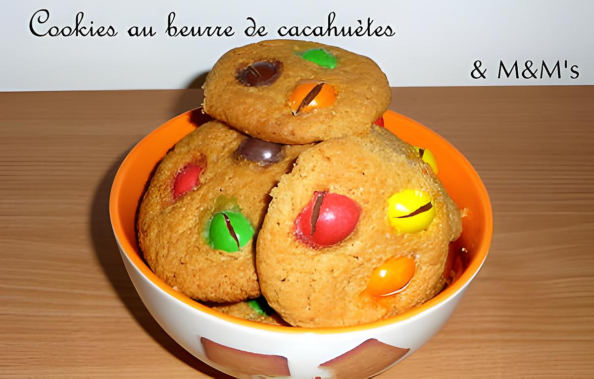 recette Ooo Cookies au beurre de cacahuètes et M&M's ooO