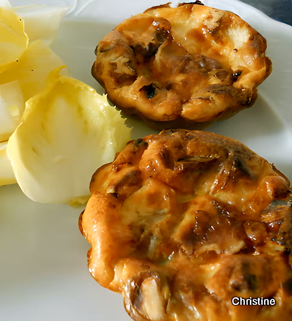 recette Mini-quiches sans pâte endives-chèvre et noix