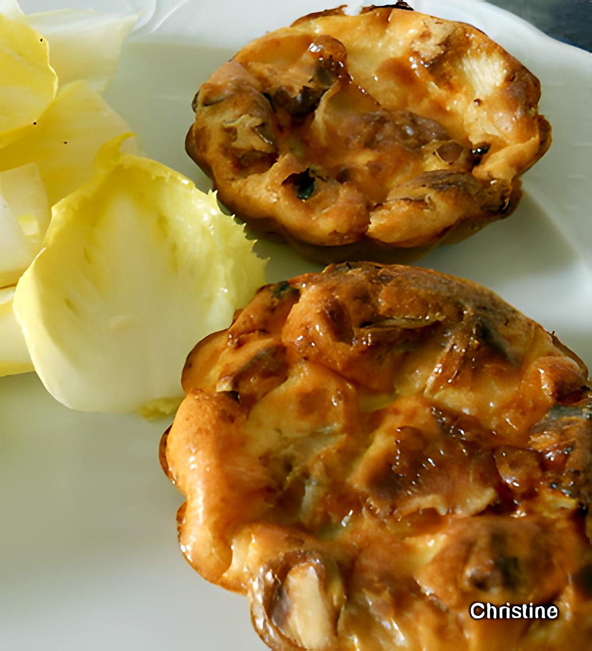 recette Mini-quiches sans pâte endives-chèvre et noix