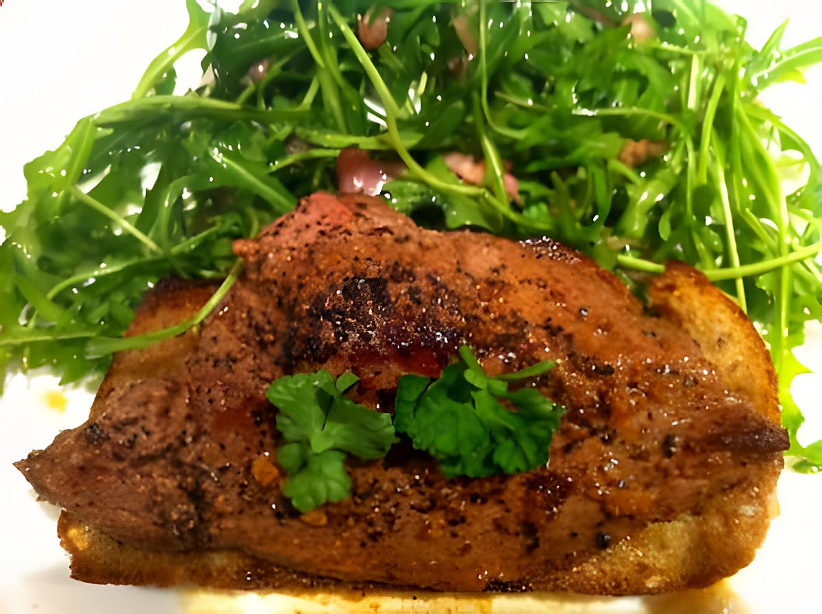 recette Steak au poivre et ail flambé au brandy sur sa tartine.