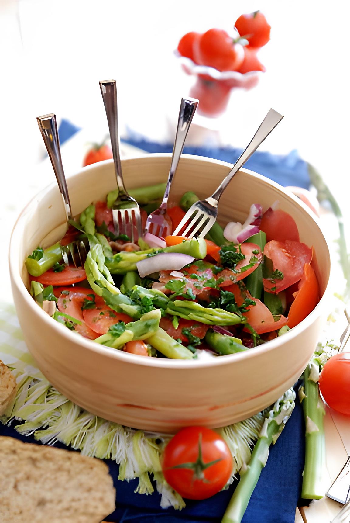 recette Salades de tomates, asperges et anchois