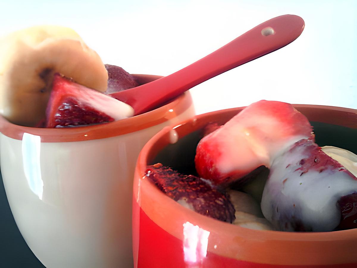 recette Petit pots de fraises et bananes au lait concentré