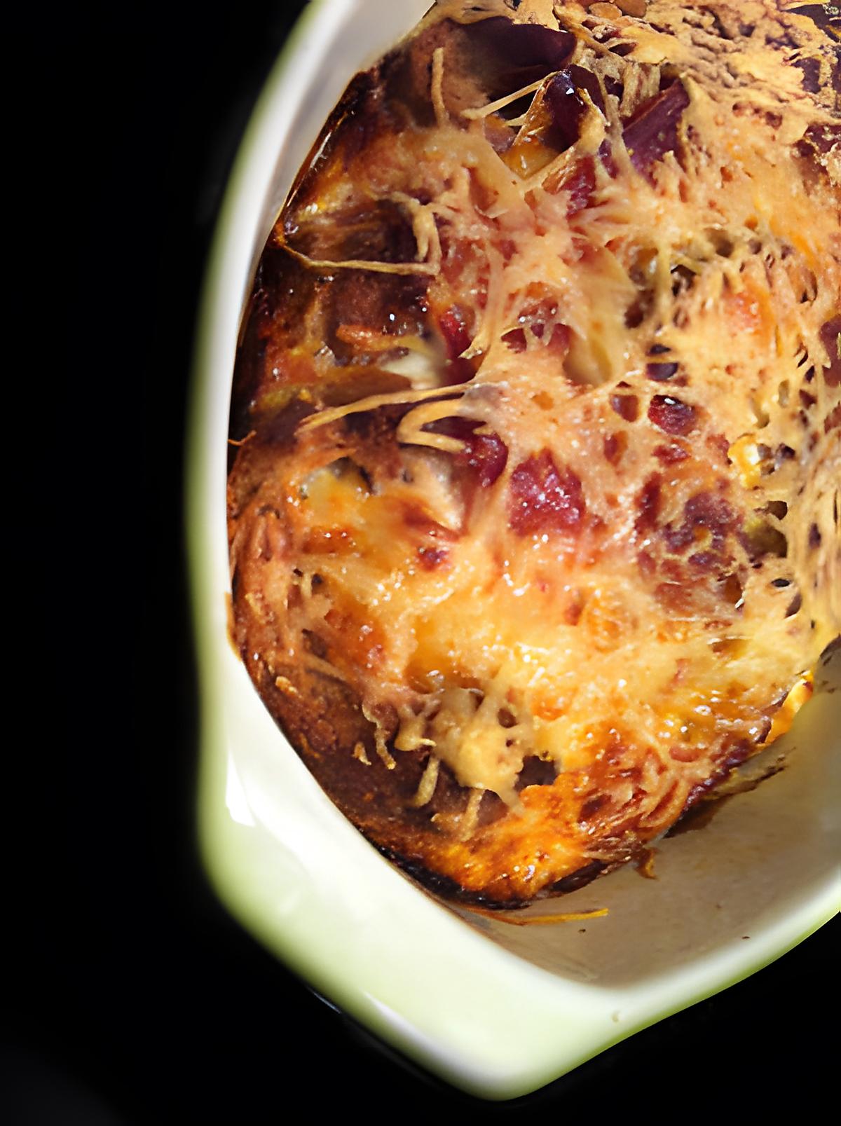 recette OJR: On Jette Rien ! Gratin de pain au jambon espagnol ....