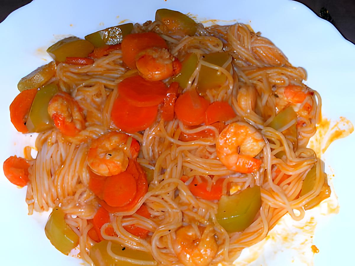 recette Noodles aux crevettes et lait de coco