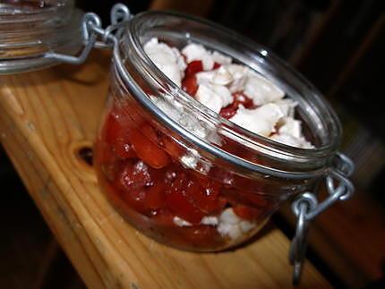 recette VERRINE DE POIVRONS MARINES ET DE CHEVRE