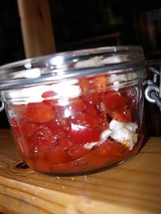 recette VERRINE DE POIVRONS MARINES ET DE CHEVRE