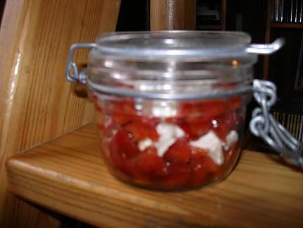 recette VERRINE DE POIVRONS MARINES ET DE CHEVRE