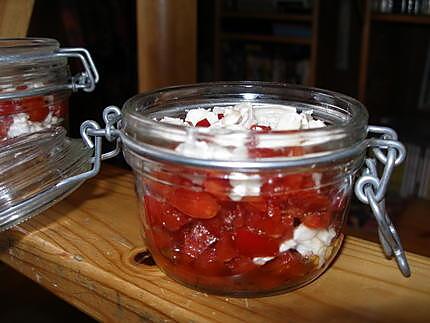 recette VERRINE DE POIVRONS MARINES ET DE CHEVRE