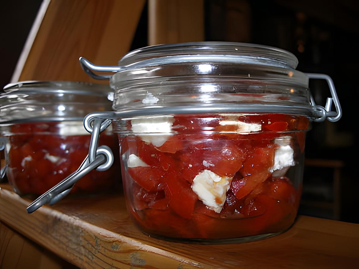 recette VERRINE DE POIVRONS MARINES ET DE CHEVRE