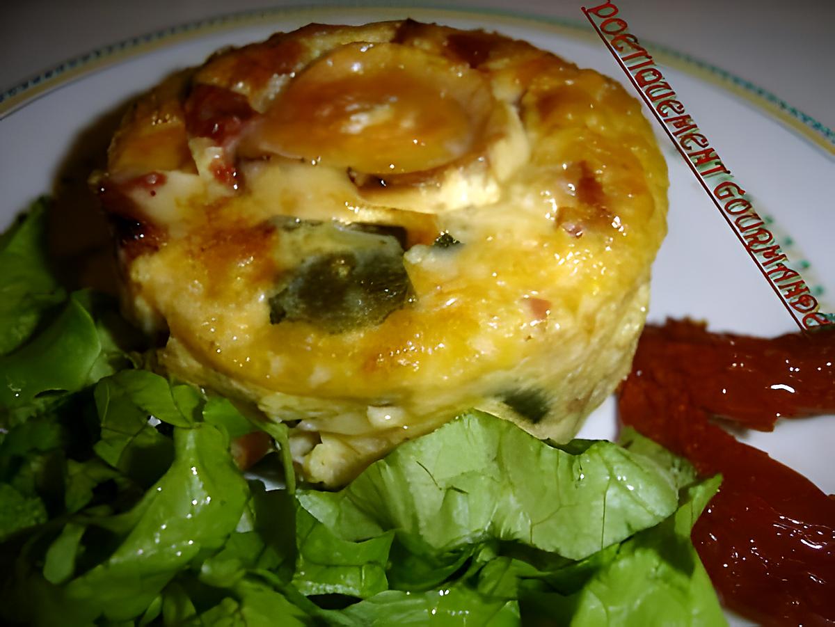 recette Minis clafoutis aux courgettes,tomates marinées et fromage de chèvre