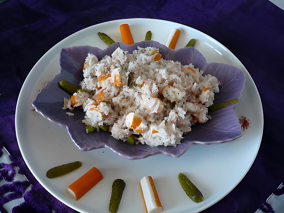 recette Salade de riz thon/surimi/cornichons