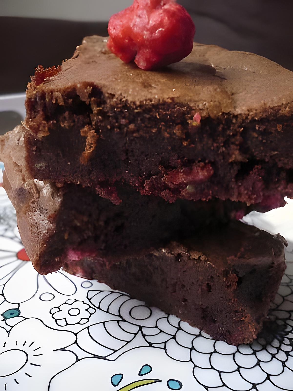 recette Brownie fondant aux pralines roses