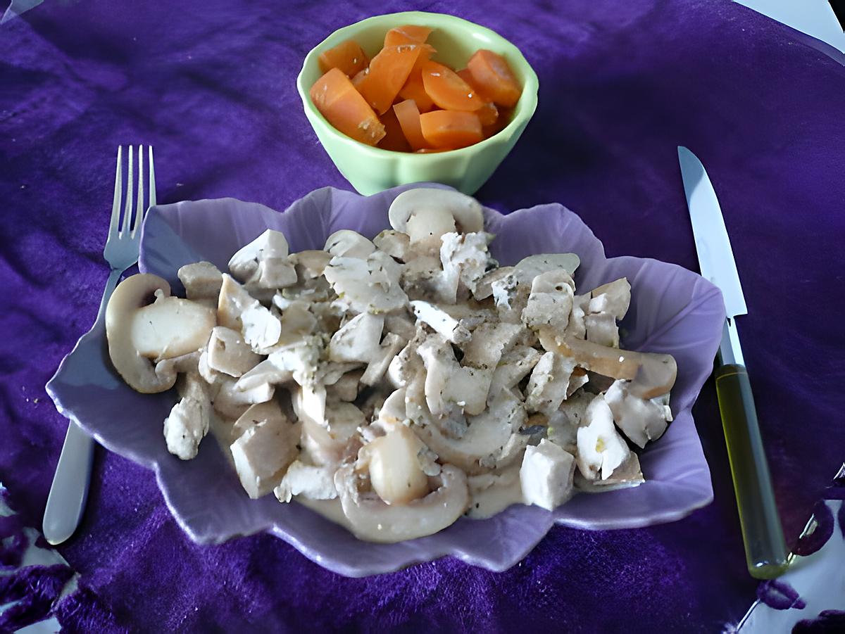 recette Fricassée de poulet aux champignons