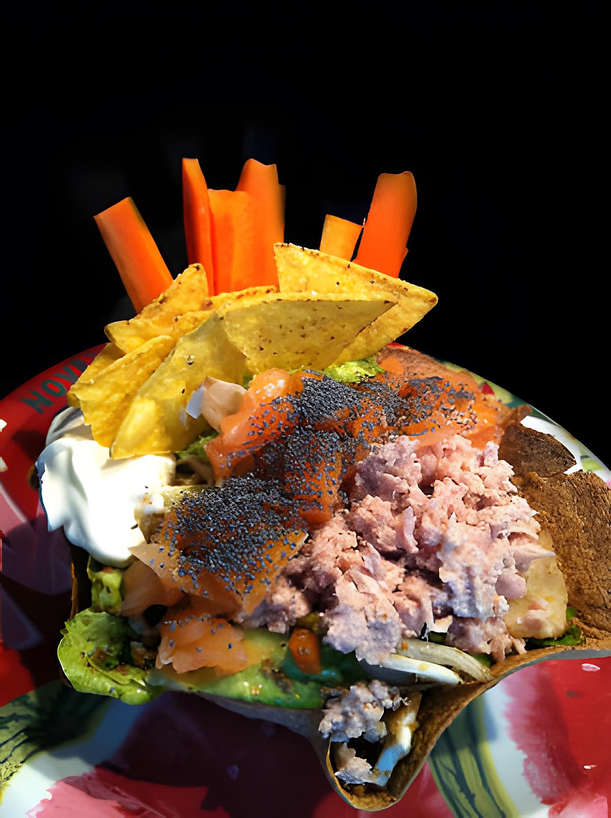 recette Tacos Salad:  Guacamole, Tuna & Salmon !