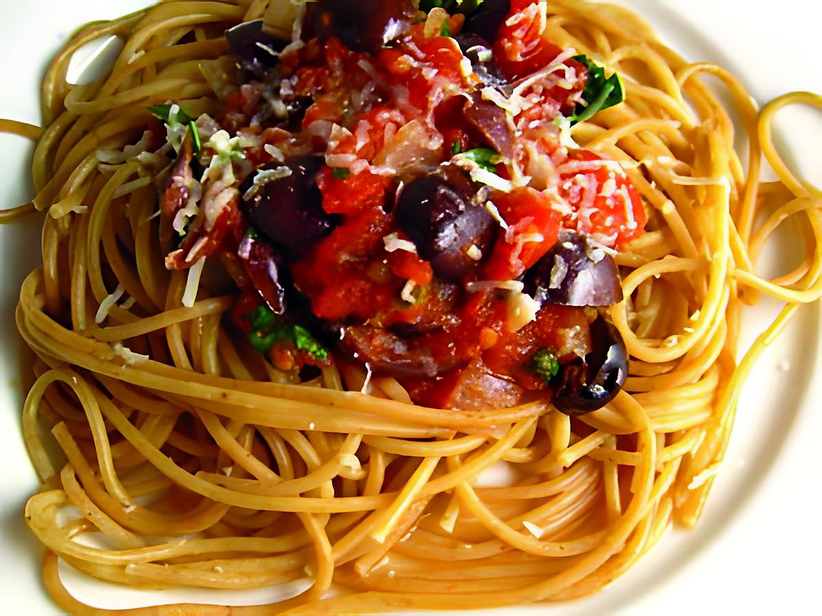 recette spaghettis sauce puttanesca