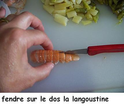 recette Clarines aux asperges et langoustines