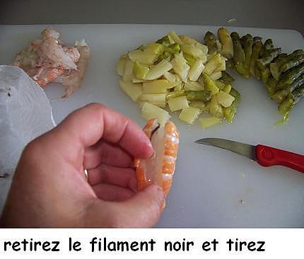 recette Clarines aux asperges et langoustines