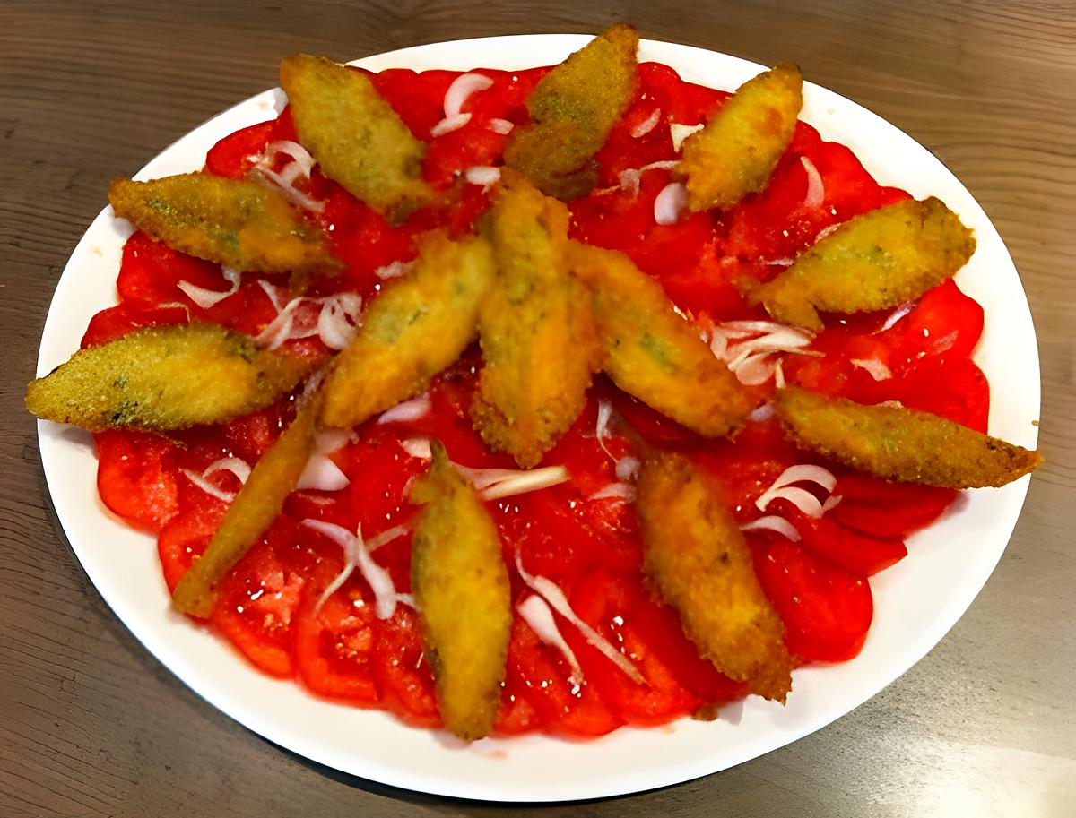 recette Salade de tomates et ses beignets de feuilles de sauge.