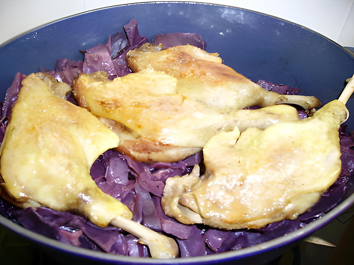 recette cuisses de canard rôties sur lit de chou rouge