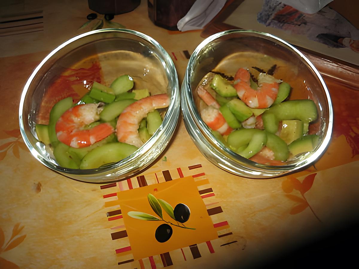 recette salade de concombre avocat et crevettes