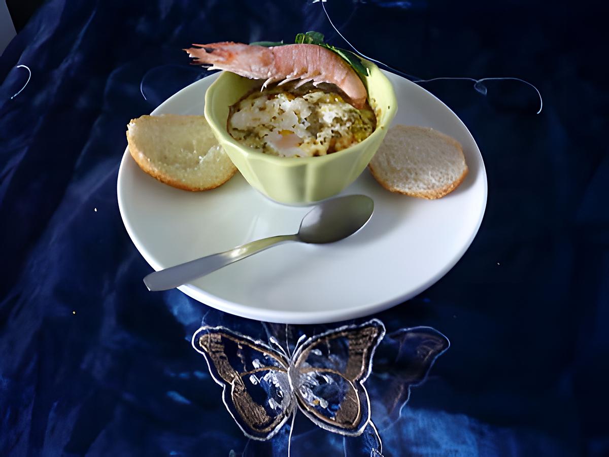 recette OEUFS COCOTTE AUX CREVETTES