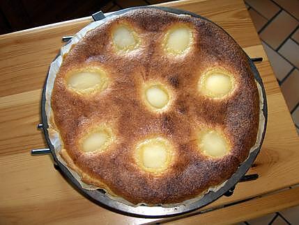 recette tarte aux poires à la crème d'amande sur lit de chocolat