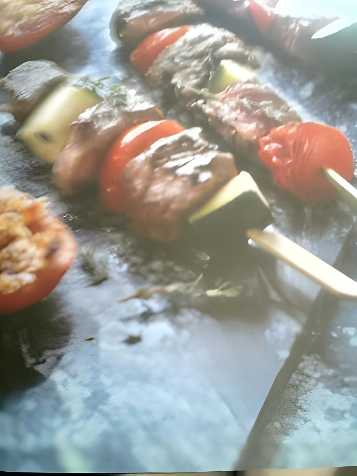 recette Brochettes de boeuf et legumes à la plancha