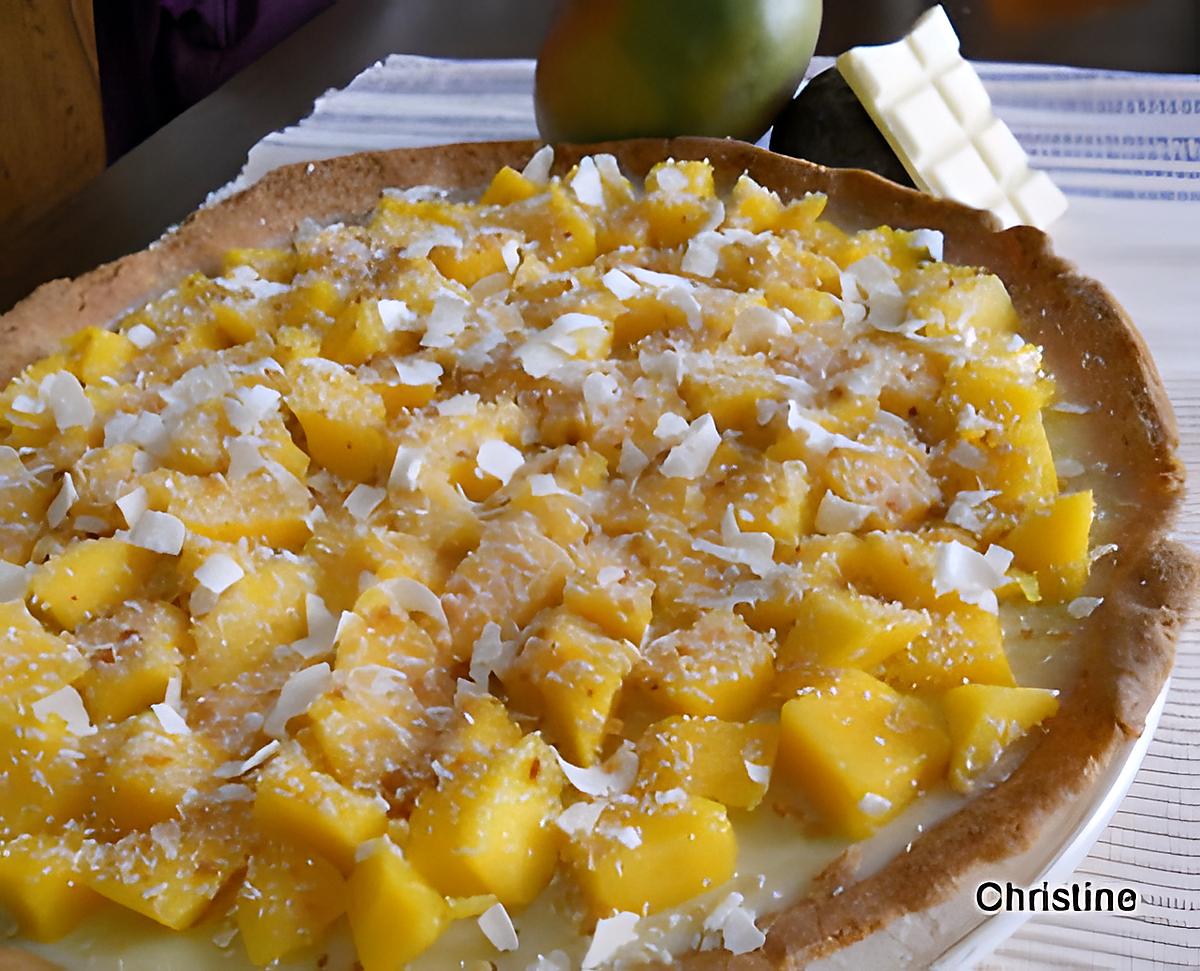 recette Tarte mangue-coco-chocolat blanc