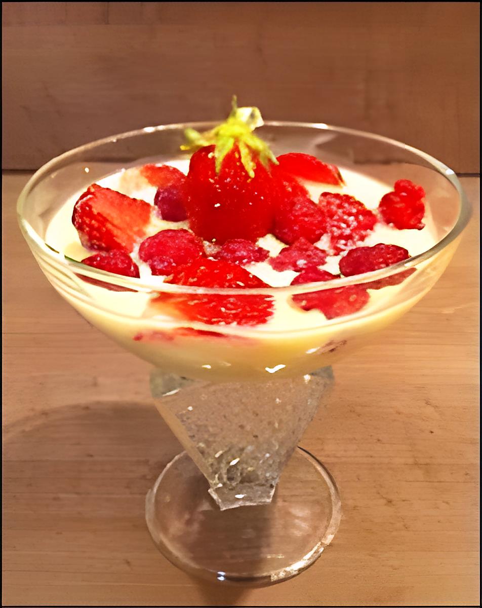 recette Coupe de fraises crème anglaise.