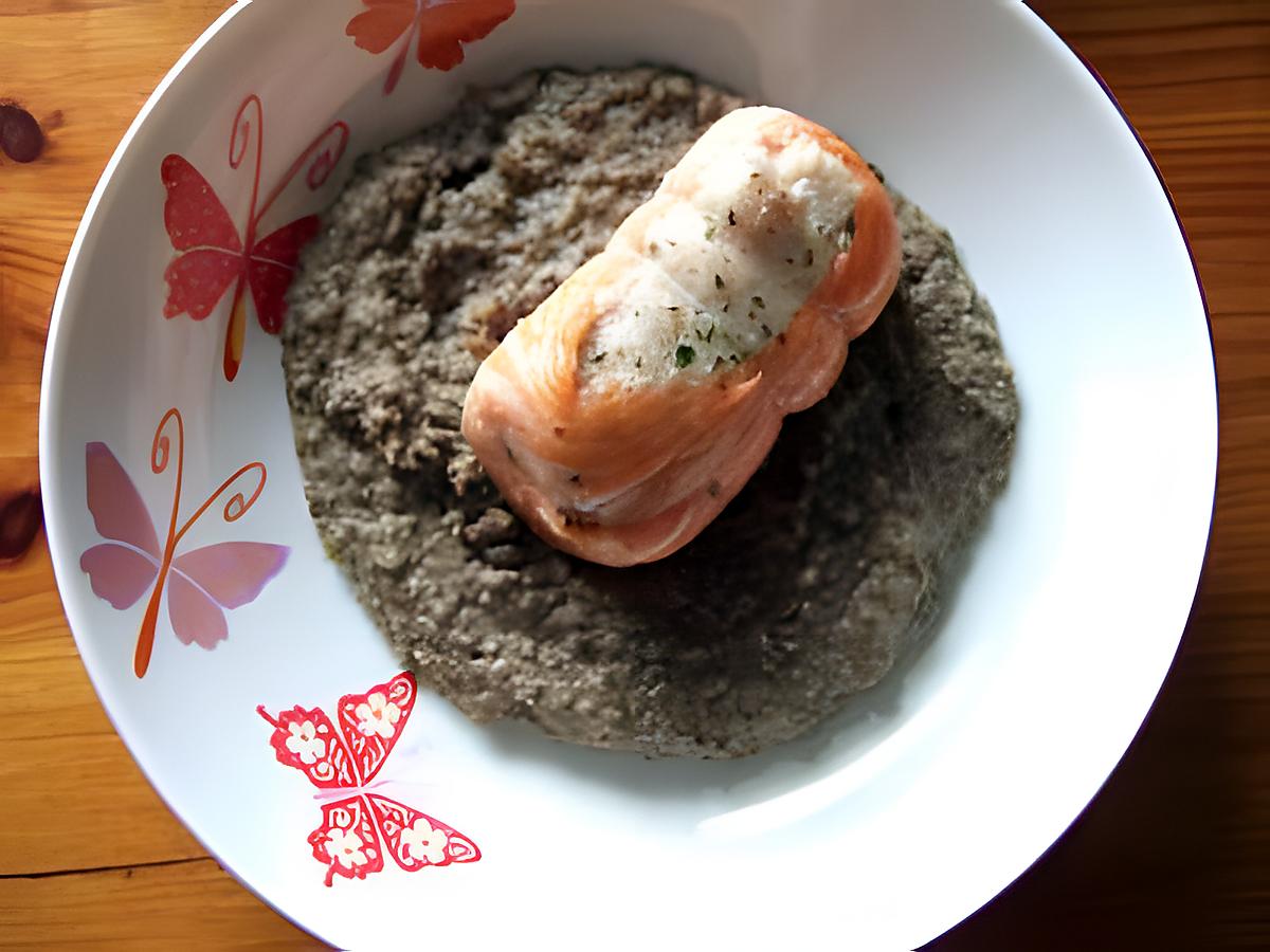 recette Paupiettes de saumon sur un lit de crème de lentilles