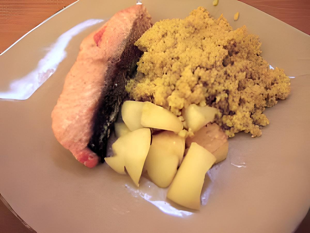 recette Couscous au ras-el-hanout, poire et saumon
