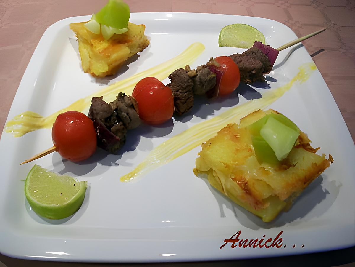 recette Brochette au boeuf de Chalosse & ses ch'tis pavés