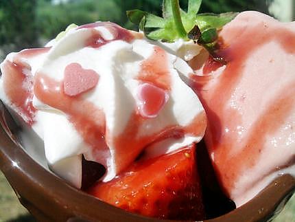 recette Cornet d'amour tout de fraise vétu